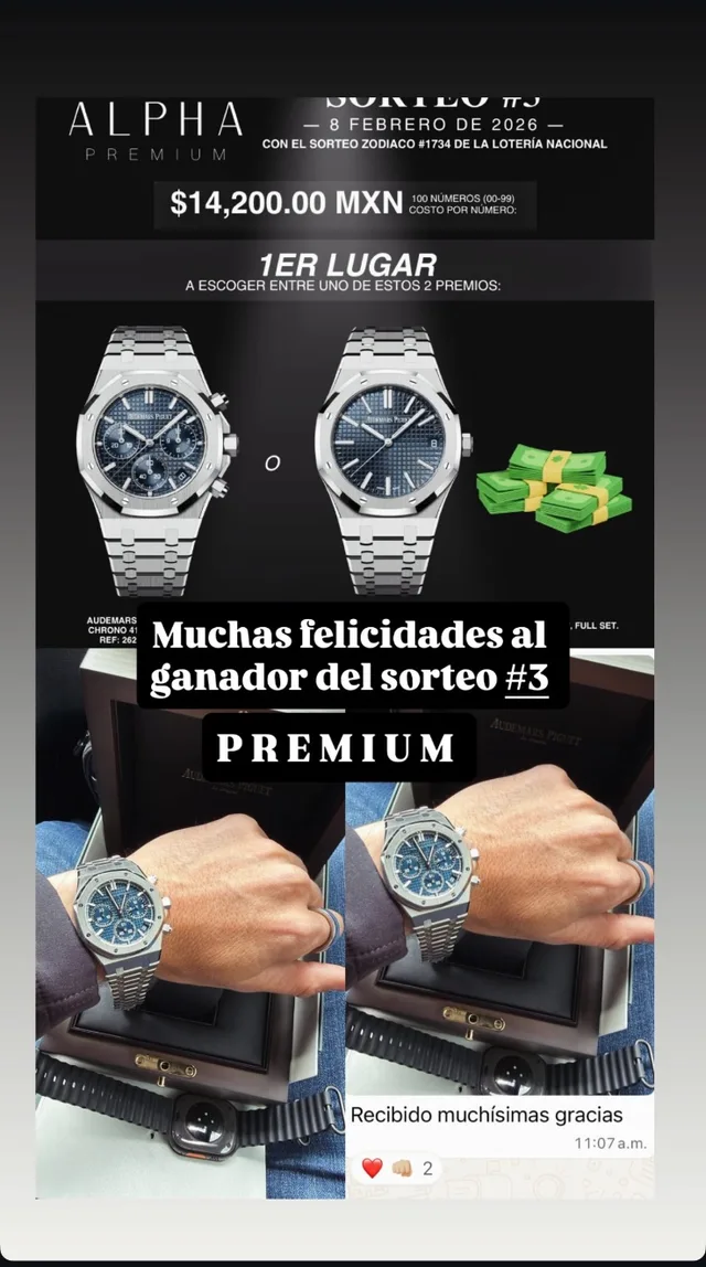 Ganador de un sorteo de Alpha Luxury con su reloj (2)